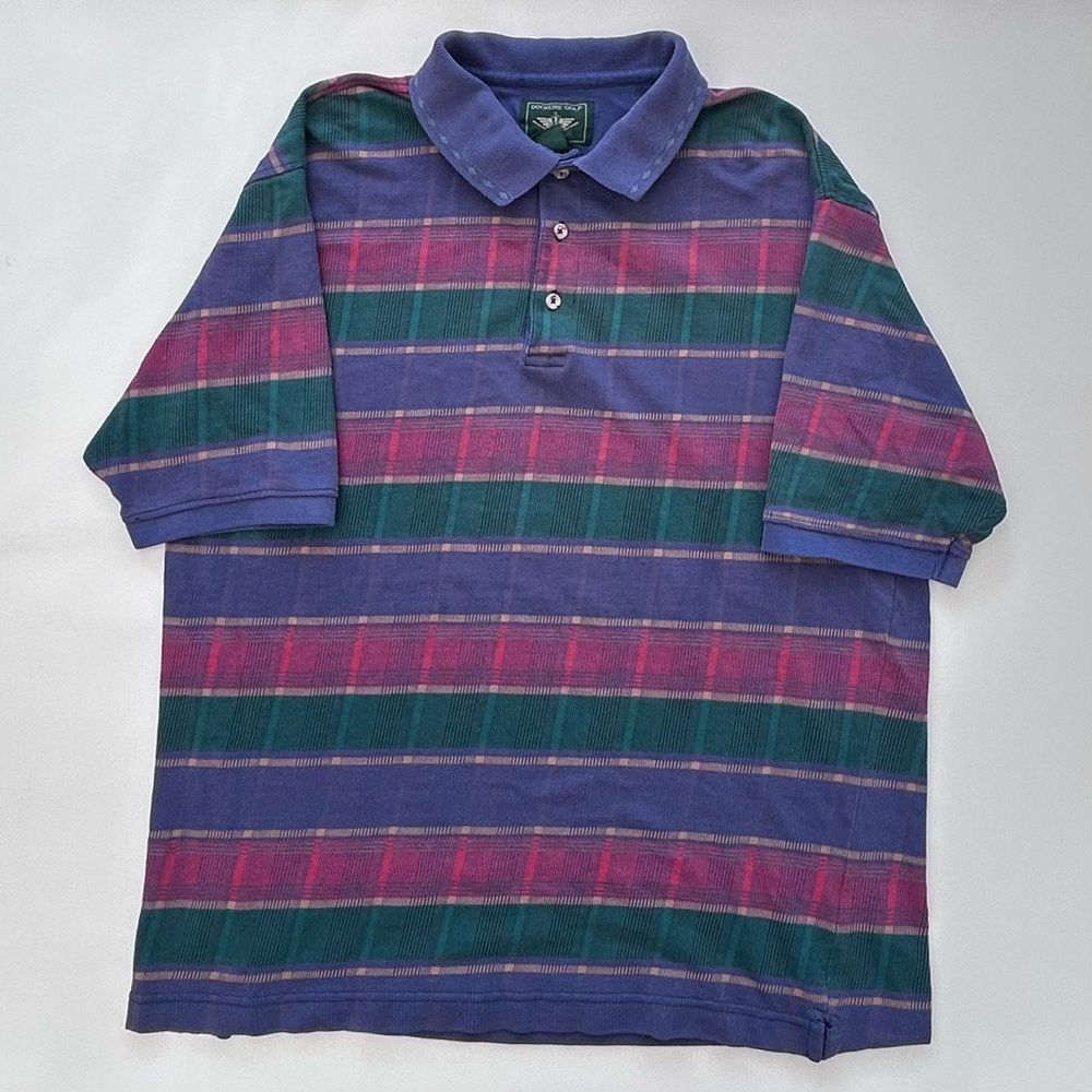 Vintage 90’s Dockers Golf Polo T Shirt All Over Pattern Size Men’s XL Multicolor